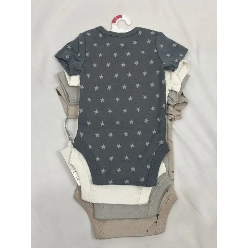 Cloud Island 4Pack Short Sleeve Bodysuits Moon & Stars Baby Size NB Neutral New